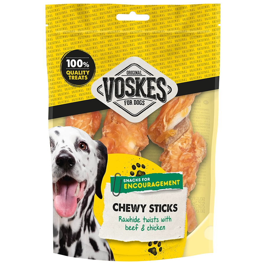 RUNDERHUID STICKS <br> MET RUND & KIP <br> 3 STUKS | VOSKES