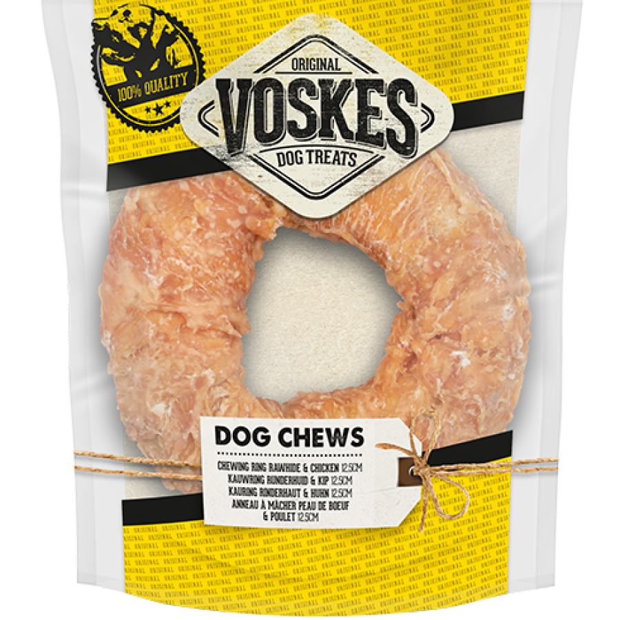 CHEWING RING RAWHIDE & CHICKEN 12,5CM | VOSKES