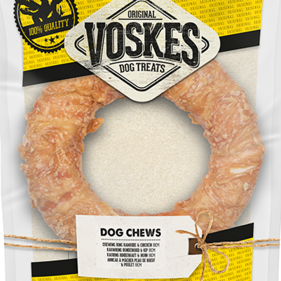 CHEWING RING RAWHIDE & CHICKEN 19CM | VOSKES