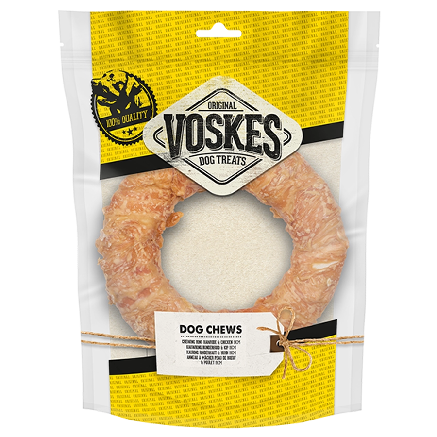 CHEWING RING RAWHIDE & CHICKEN 19CM |  | VOSKES