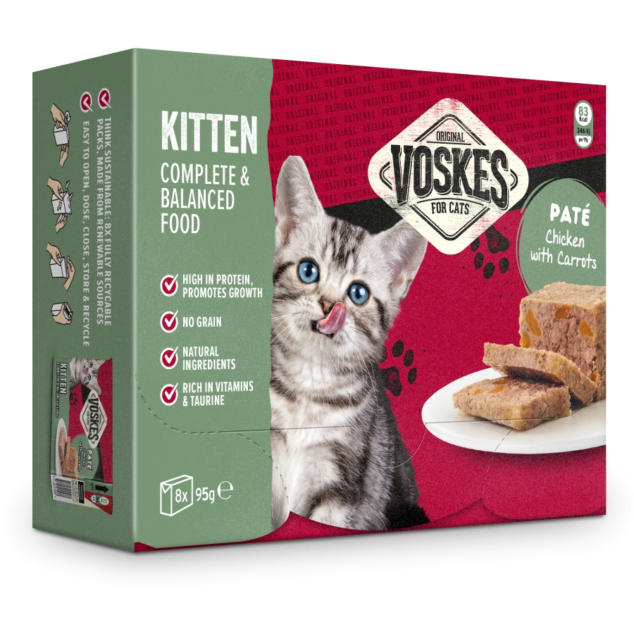 KITTEN - PATÉ CHICKEN WITH CARROTS (8 X 95G) |  | VOSKES