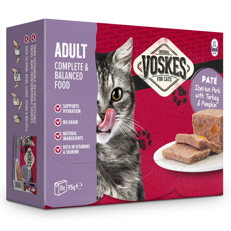 ADULT - PATÉ IBERISCH VARKEN MET KALKOEN & POMPOEN (8 X 95G) | ADULT - PATÉ IBERIAN PORK WITH TURKEY & PUMPKIN | VOSKES