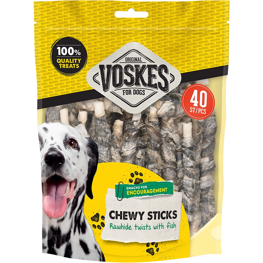 RAWHIDE STICKS WITH FISH 40 PCS |  | VOSKES