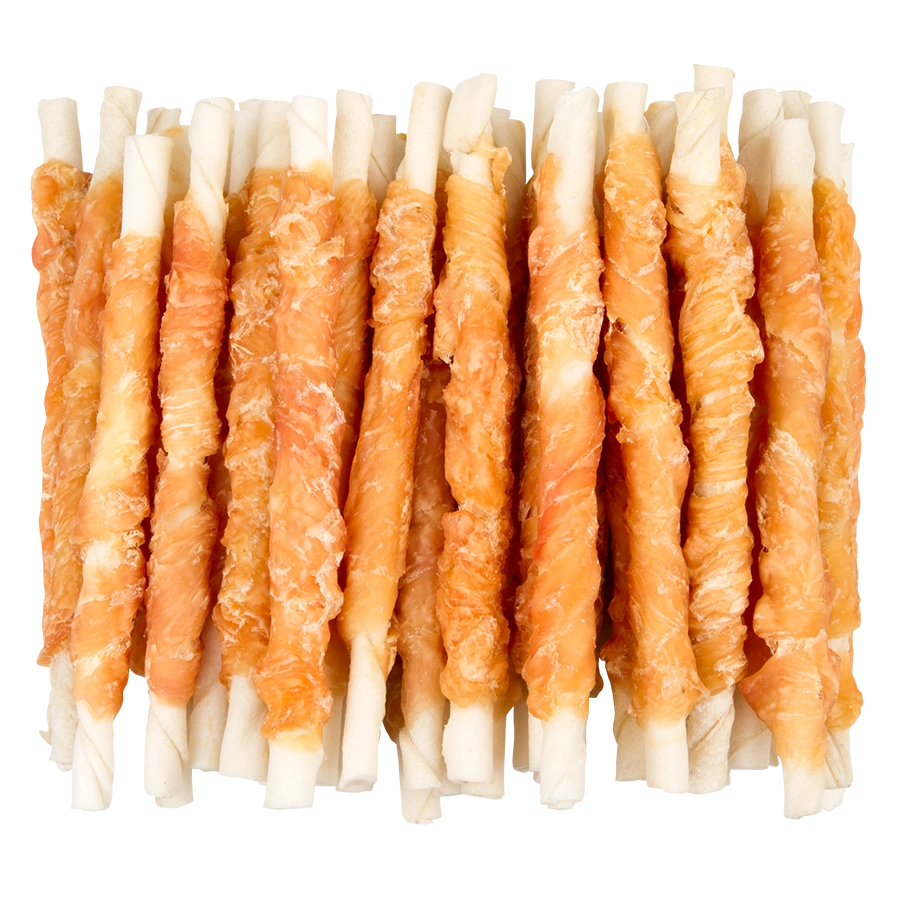 BARRES TORSADÉS PEAU DE BŒUF AVEC POULET - 40PCS | Kauwsnack kip | Voskes Treats | VOSKES