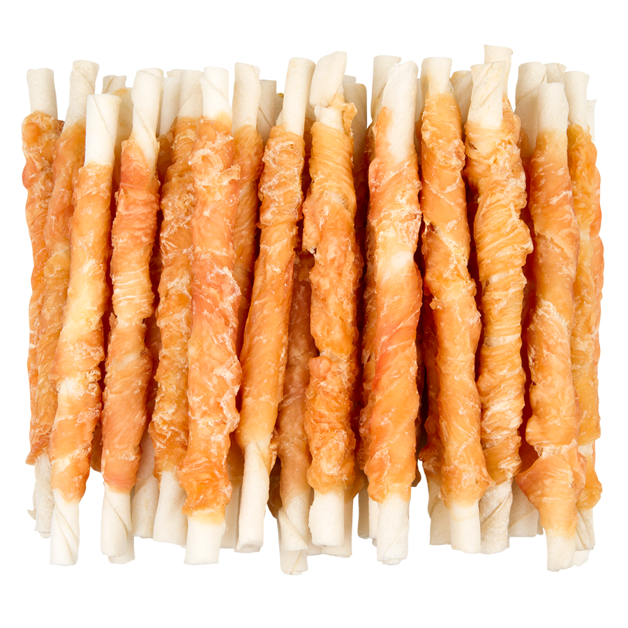 RAWHIDE STICKS WITH CHICKEN - 40PCS | Kauwsnack kip | Voskes Treats | VOSKES