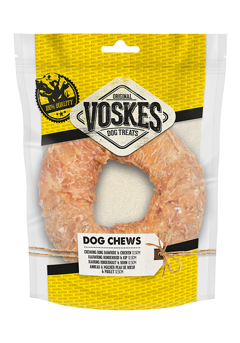 CHEWING RING RAWHIDE & CHICKEN 12,5CM |  | VOSKES