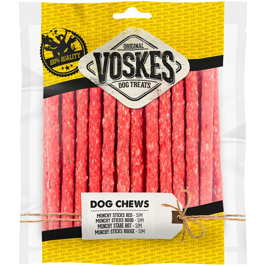 MUNCHY STICKS ROUGE 12,5CM - 25PCS | Kauwnsnack hond | Voskes Treats | VOSKES