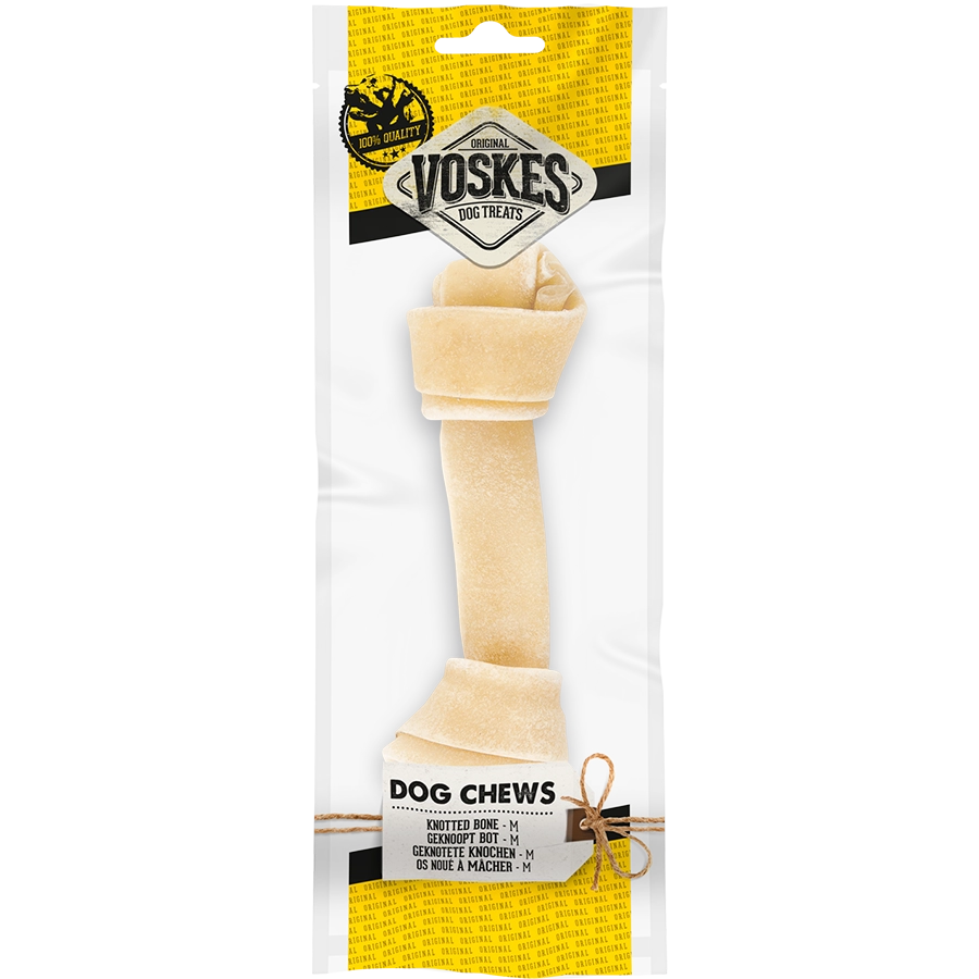 GEKNOTETE KNOCHEN M (15-18CM) - 1ST | Gedroogde hondensnack | Voskes Treats | VOSKES