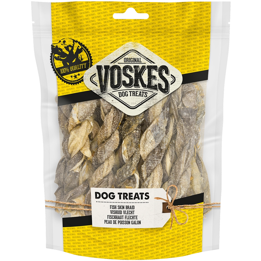 FISH TWIST | Gedroogde zalmhuid hond | Voskes Treats | VOSKES