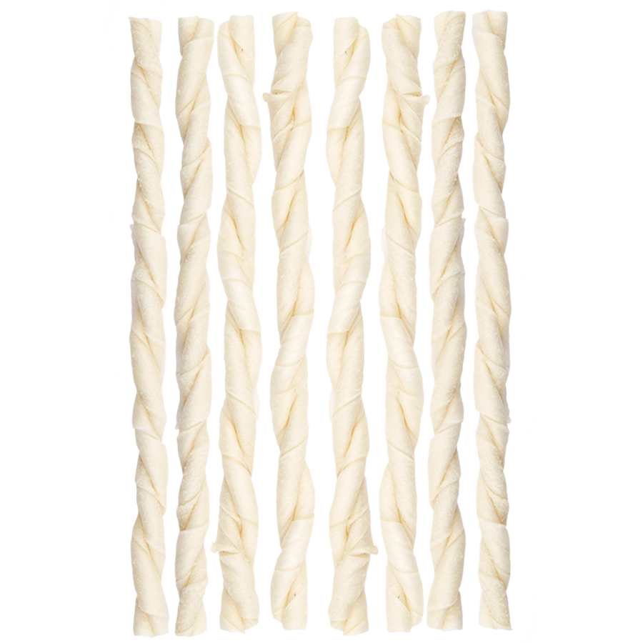 SPAGHETTI TORDU PEAU DE BŒUF BLANCHE - 8PCS | Gedroogde hondensnack | Voskes Treats | VOSKES