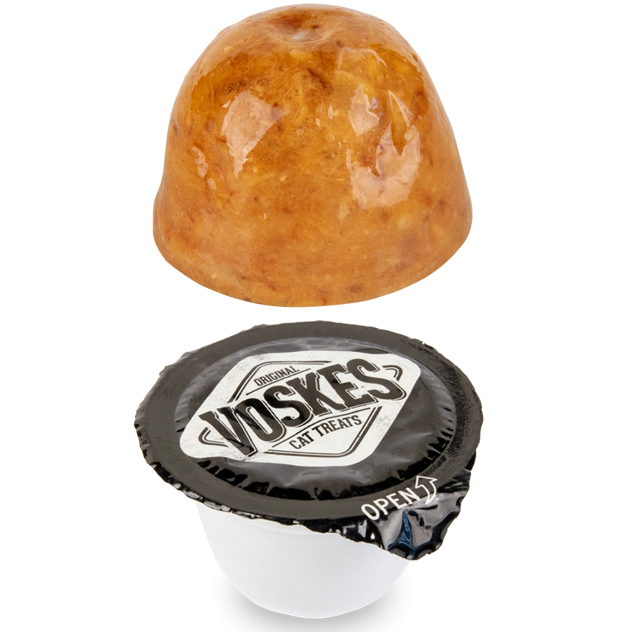 GELÉE CUPS THON & POULET (6 X 25G) | Kattensnack met tonijn en kip | Voskes Treats | VOSKES
