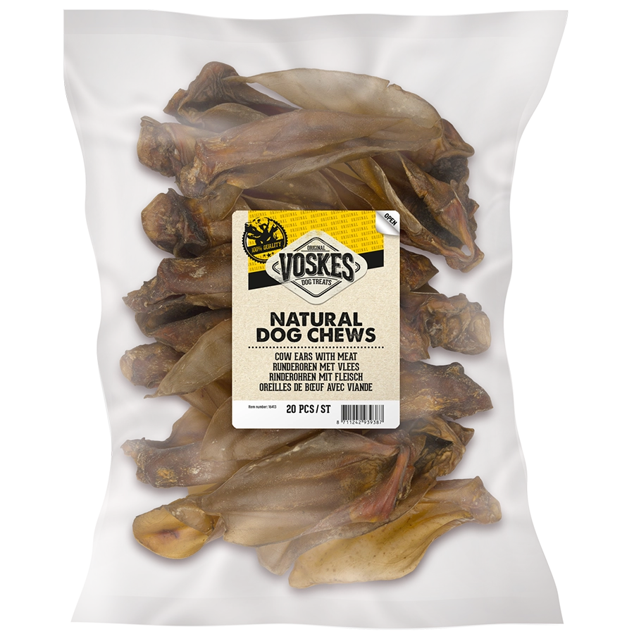 COW EARS WITH SHELF - 20PCS | Runderoren hond | Voskes Treats | VOSKES