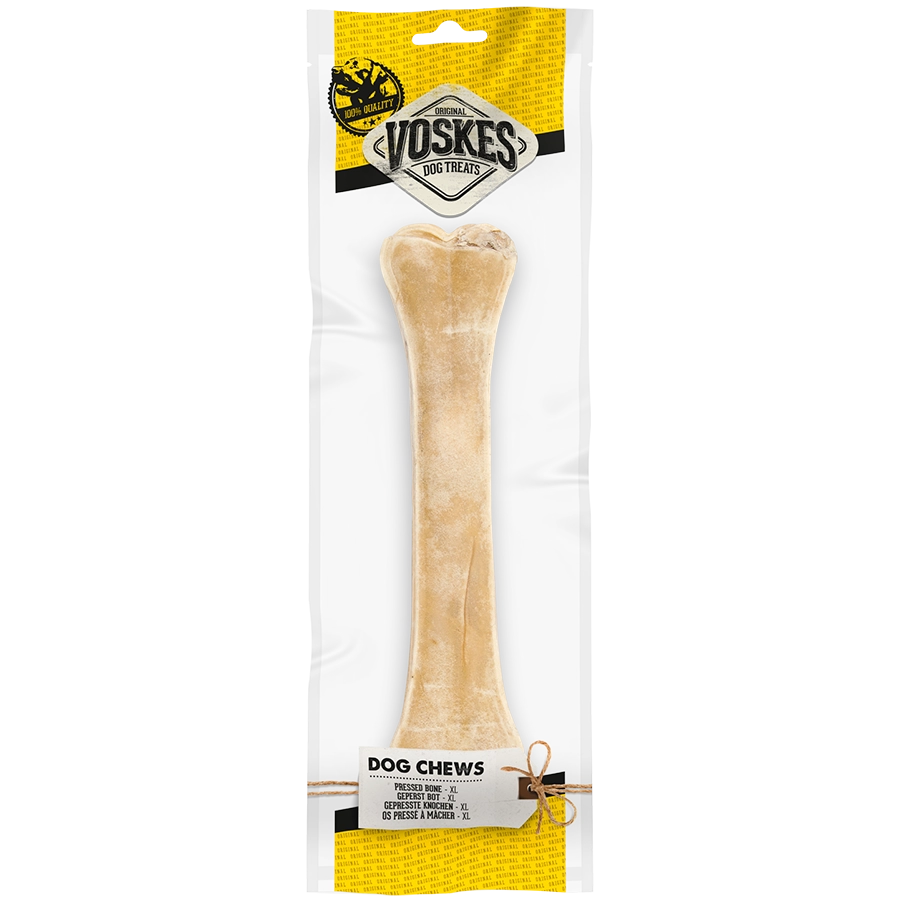 GEPRESSTE KNOCHEN XL 25CM - 1ST | Geperst bot hond | Voskes Treats | VOSKES