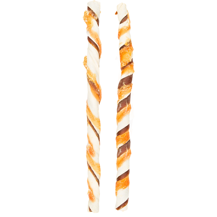 RAWHIDE STICKS WITH BEEF & CHICKEN 40CM - 2PCS | Kauwsticks hond | Voskes Treats | VOSKES