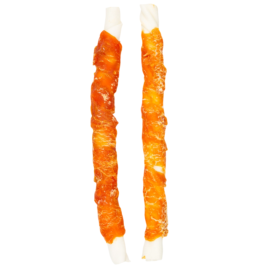 BARRES TORSADÉS PEAU DE BŒUF AVEC POULET 25CM - 2PCS | Kauwsticks hond | Voskes Treats | VOSKES