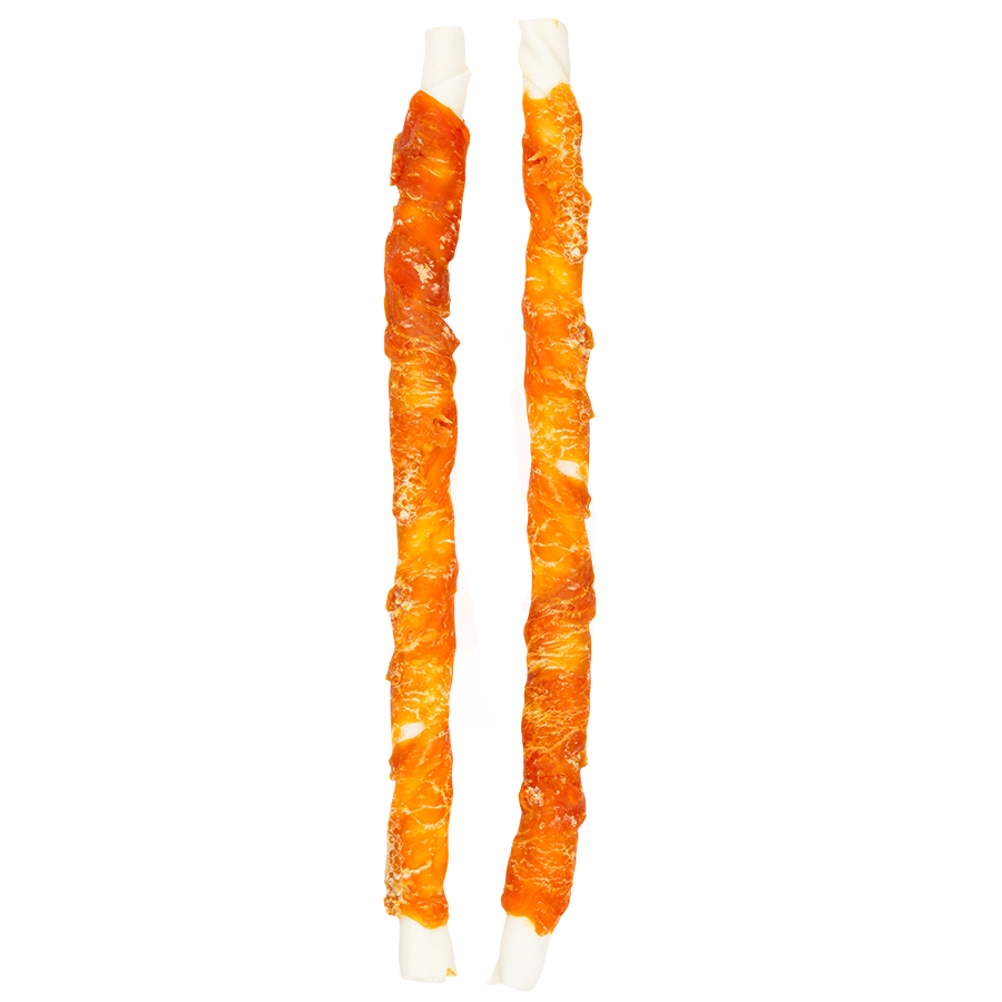 RUNDERHUID STICKS MET KIP 40CM - 2ST | Kauwsticks hond | Voskes Treats | VOSKES