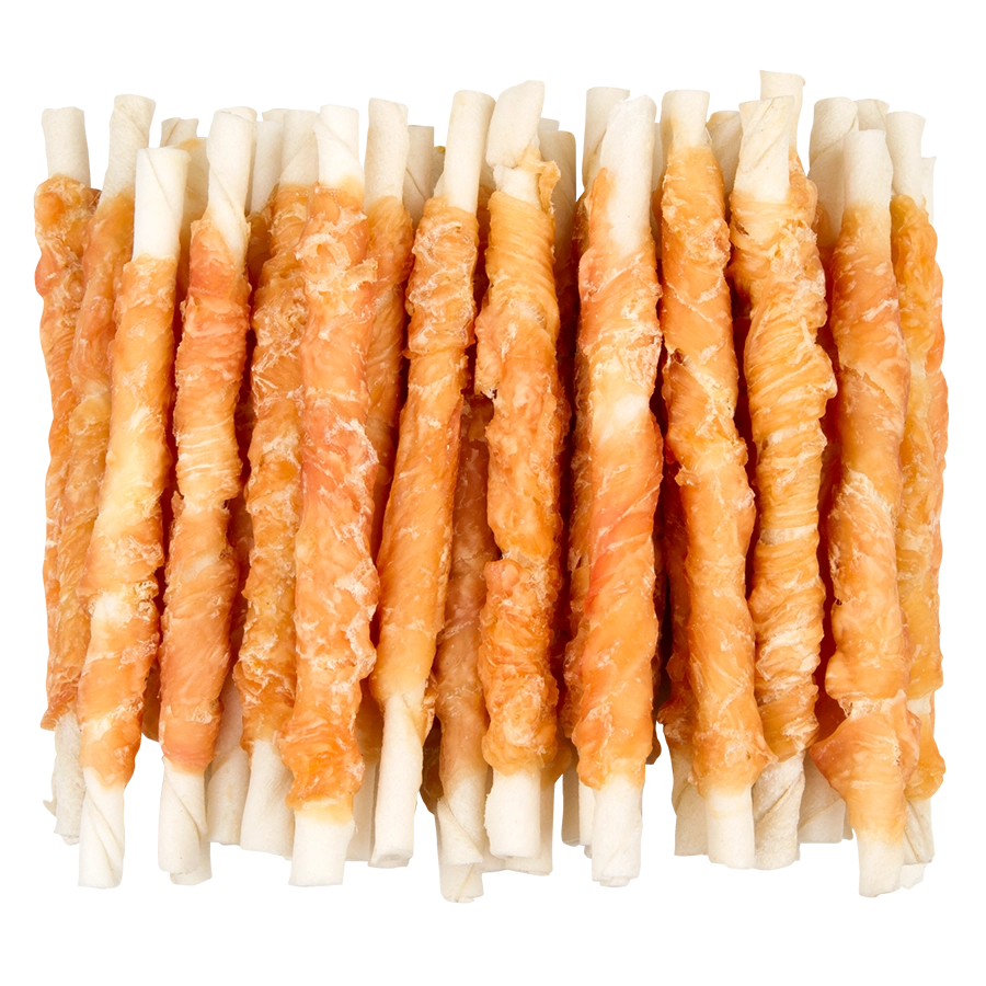 BARRES TORSADÉS PEAU DE BŒUF AVEC POULET - 40PCS | Kauwsnack kip | Voskes Treats | VOSKES