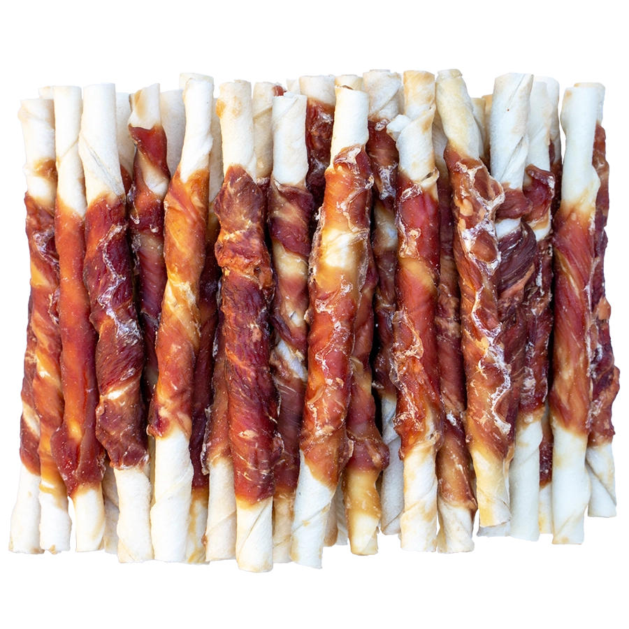 RAWHIDE STICKS WITH DUCK - 40PCS | Kauwsnack hond met eend | Voskes Treats | VOSKES