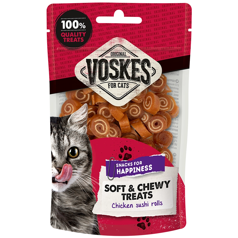 HÜHNER SUSHI ROLLS | Kattensnacks kip en vis | Voskes Treats | VOSKES