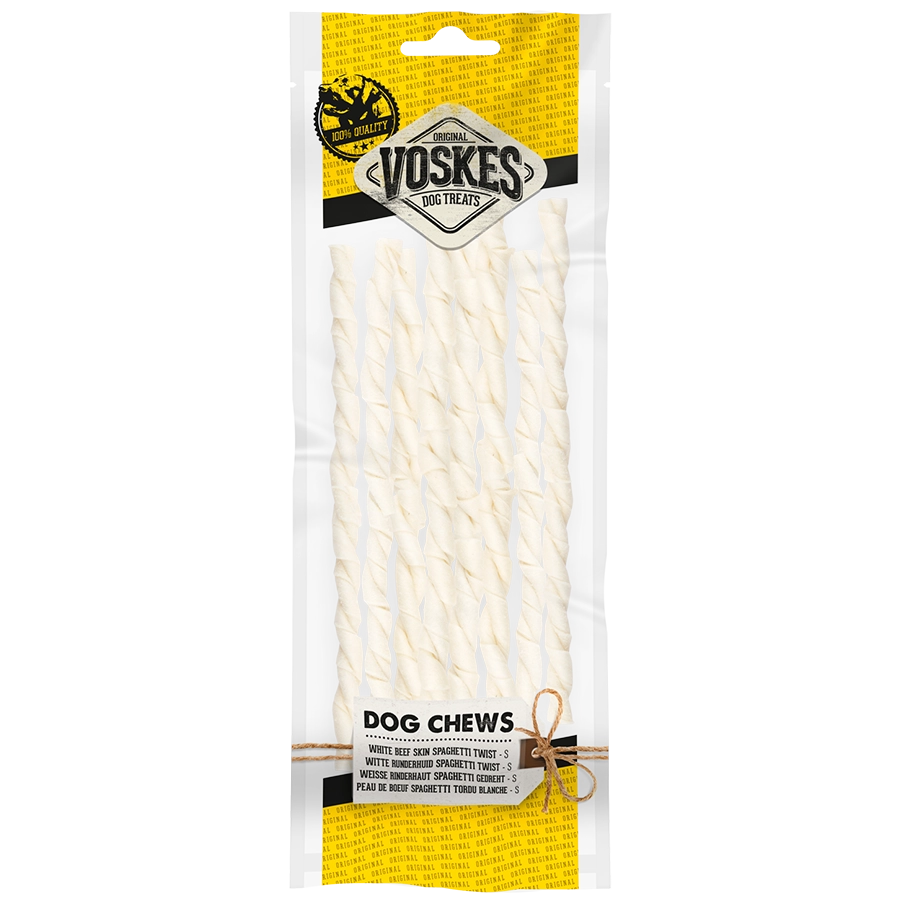 SPAGHETTI TORDU PEAU DE BŒUF BLANCHE - 8PCS | Gedroogde hondensnack | Voskes Treats | VOSKES
