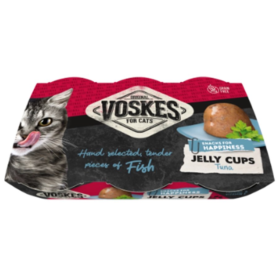 GELEI CUPS TONIJN (6 X 25G) | Kattensnack met tonijn | Voskes Treats | VOSKES