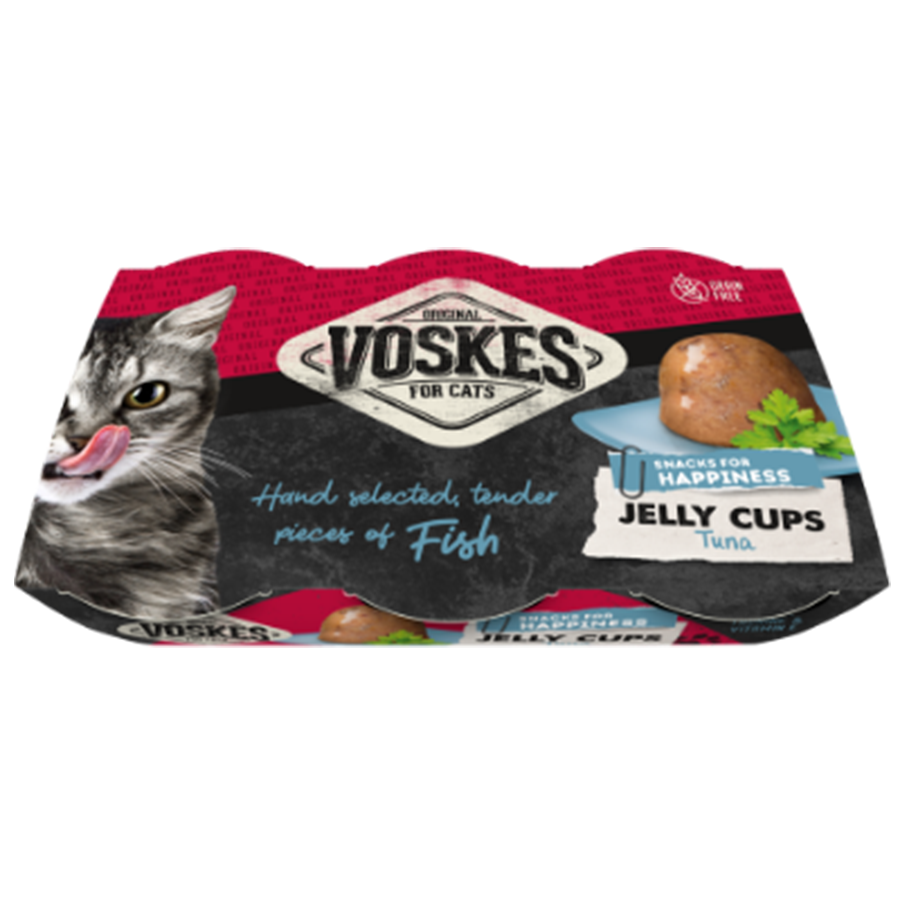 GELEI CUPS TONIJN (6 X 25G) | Kattensnack met tonijn | Voskes Treats | VOSKES