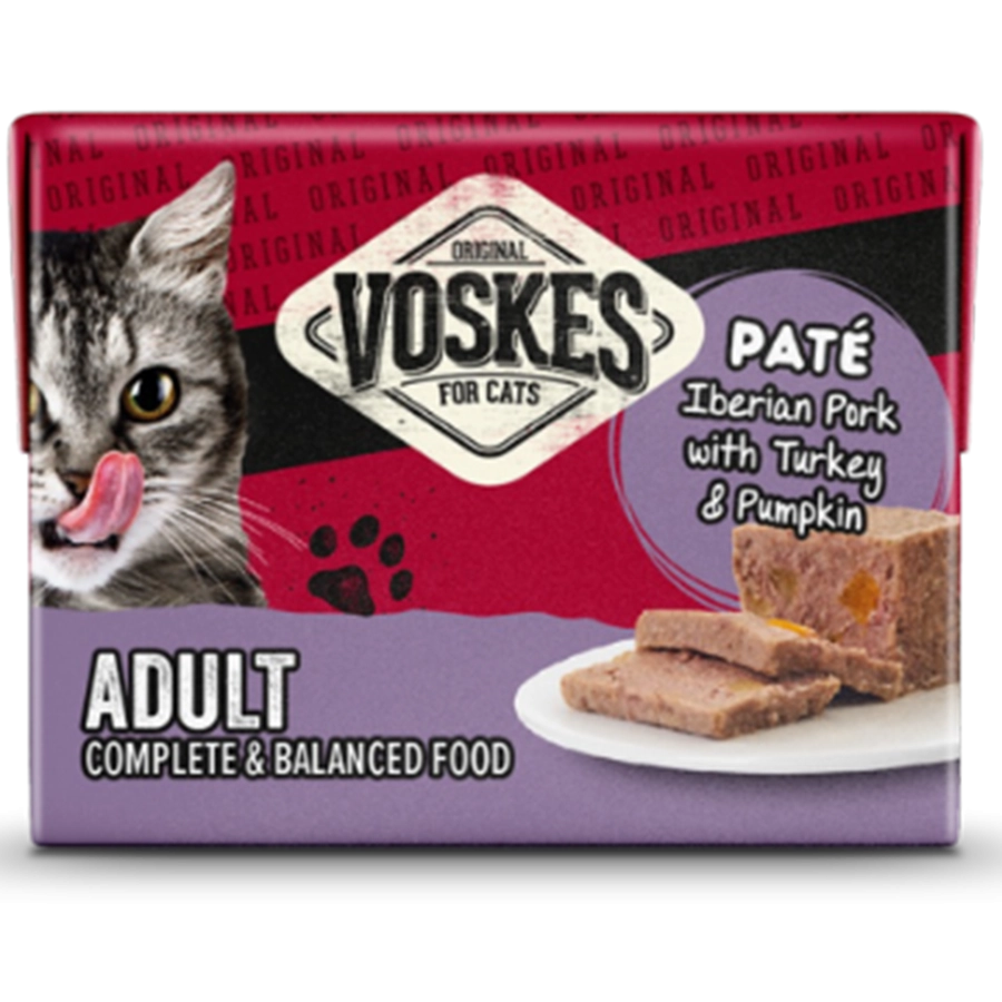 ADULT PATÉ IBERIAN PORK WITH TURKEY & PUMPKIN (8 X 95G) | ADULT - PATÉ IBERIAN PORK WITH TURKEY & PUMPKIN | VOSKES