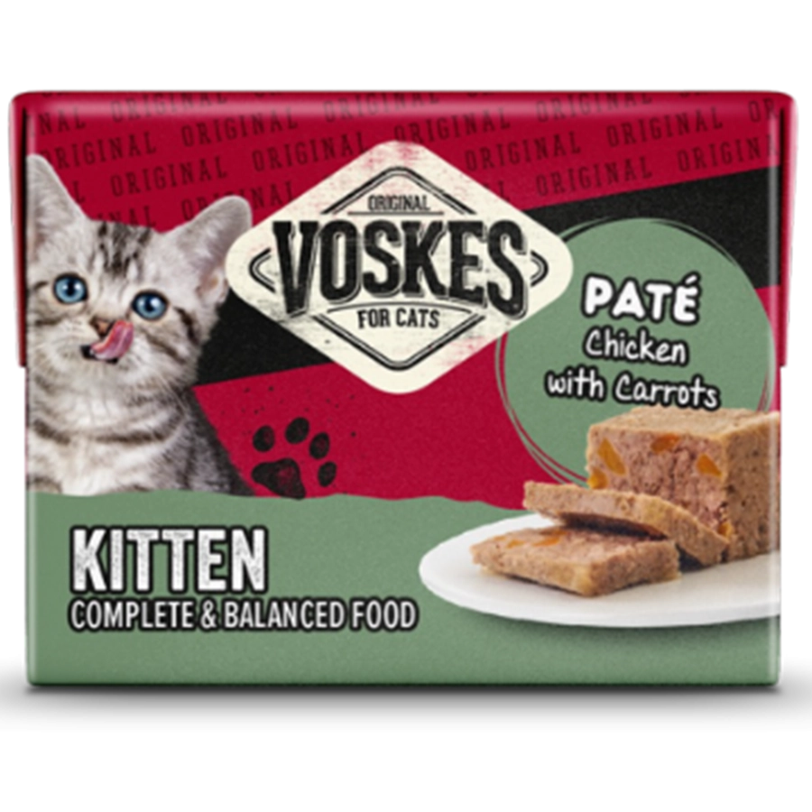 KITTEN PATÉ POULET AUX CAROTTES (8 X 95G) | KITTEN - PATÉ CHICKEN WITH CARROTS | VOSKES