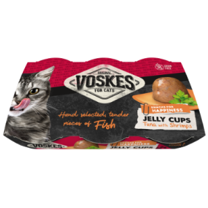 GELEE CUPS THUNFISCH & GARNELEN (6 X 25G) | Kattensnack met tonijn en garnaal | Voskes Treats | VOSKES