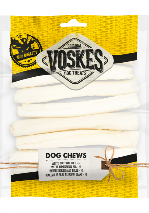WEISSE RINDERHAUT ROLLE (M) | dog snacks | VOSKES