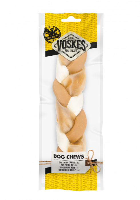 TRIO TWIST KIP (M) | Kip snack hond | Voskes Treats | VOSKES