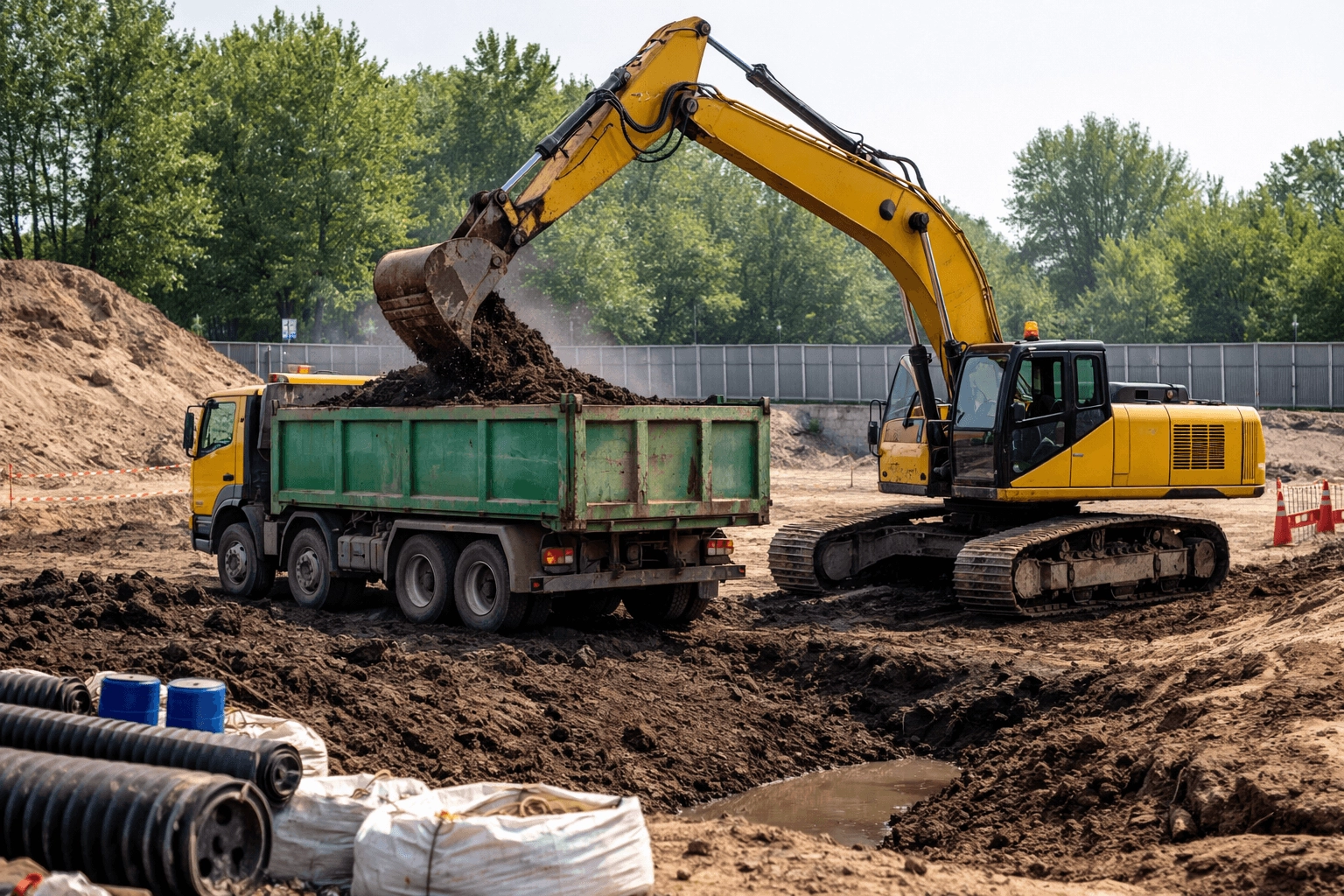 Bodemsanering door graafmachine en vrachtwagen | Inventerra