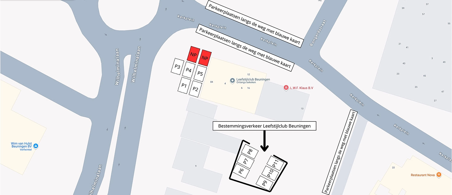 Parkeerplaatsen Leefstijlclub Beuningen